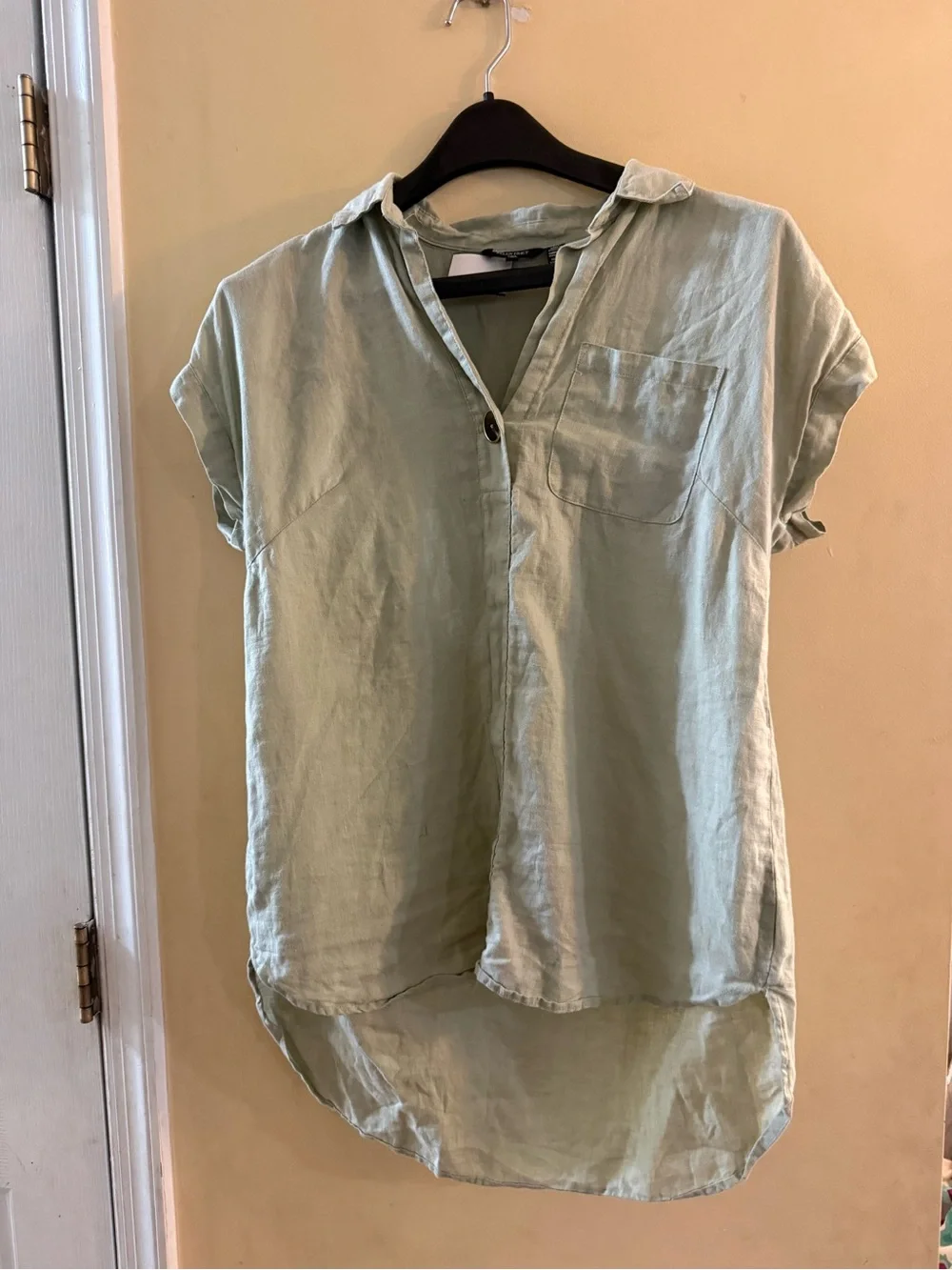 Ellen Tracy 100% Linen Shirt in Light Sage, small